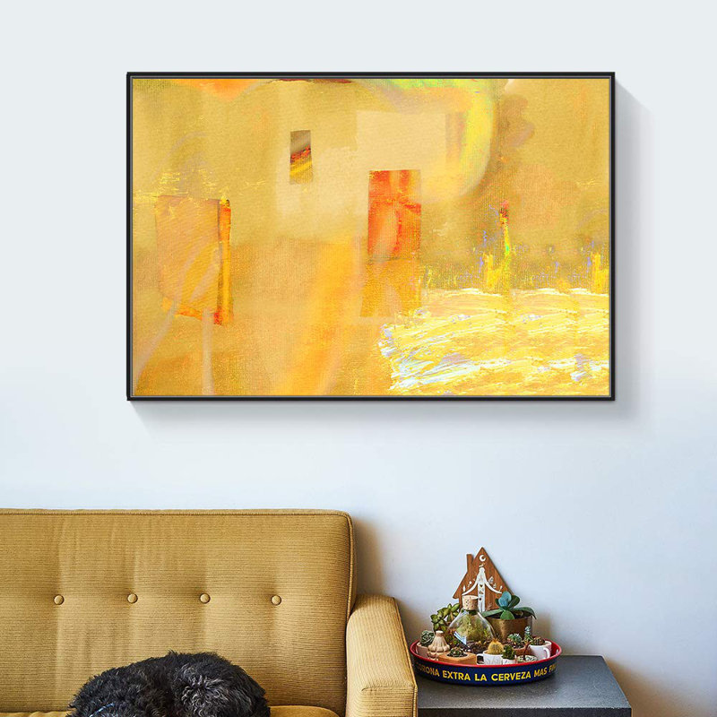 «Texture Illusion Gold Yellow Abstract Shapes Vibrant», impression sur toile pour le salon, la chambre à coucher et le décor S10