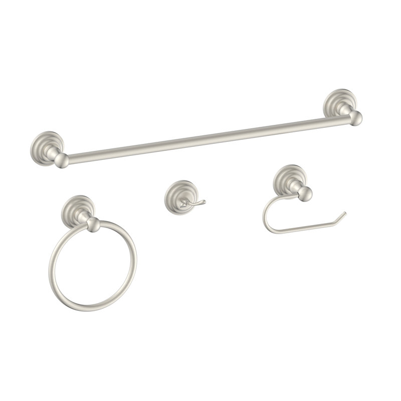 Ensemble de quincaillerie de salle de bain 4 pièces, Nickel brossé