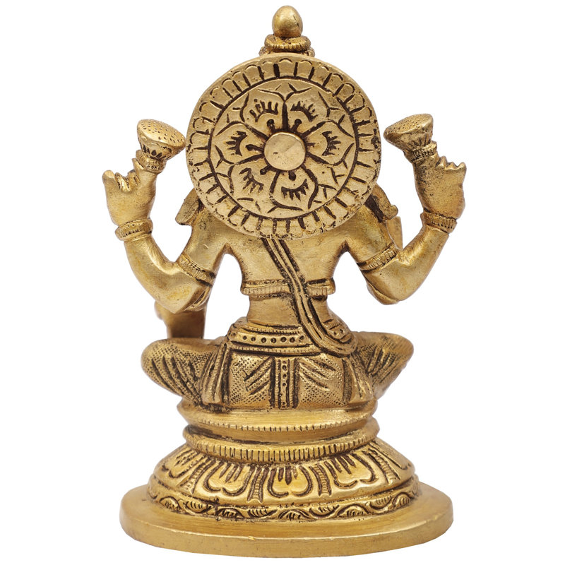 Statue de déesse de Lakshmi en laiton fabriquée à la main de 4 po - pose de lalitasana, trône de lotus, idole de la divinité indienne pour la richesse et la décoration spirituelle