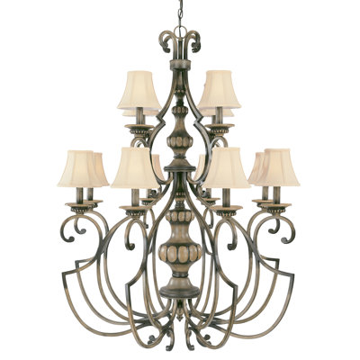 Lustre classique/traditionnel 12 lumières ombrées Conant