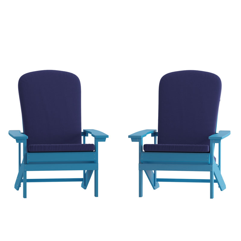 Chaises Adirondack en résine de polyester toutes saisons avec coussins Rangins, Bleu