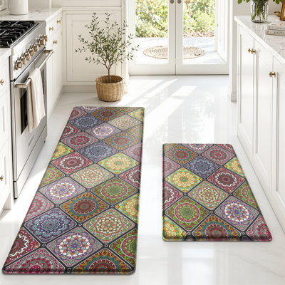Boho Anti-fatigue Kitchen Mat Set（Set of 2)