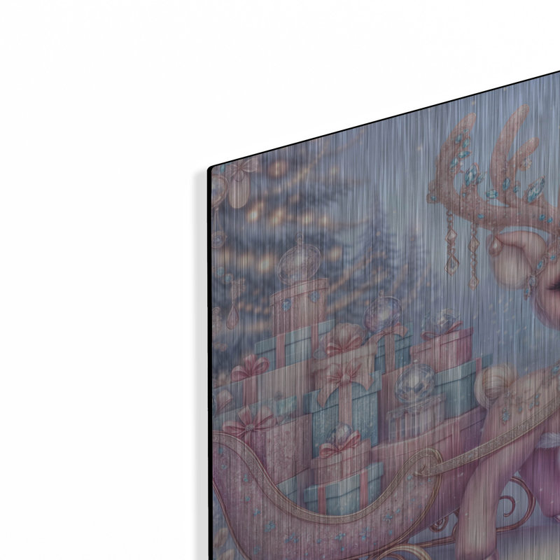  «Pink Raindeer» par Rey Klimt, art mural en métal, 12 po x 12 po