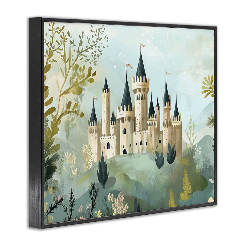Princesse «Castle View», estampe numérique, design par Christine Simpson Art, Giclée noire de minuit encadrée