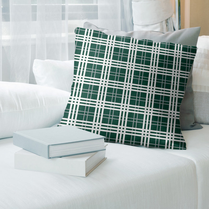 Housse de coussin Football Luxury, 16 po x 1 po, Faux suède, Vert forêt / gris / blanc