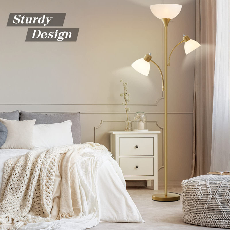 Mapleview 72'' Black Tree Floor Lamp, White, Gold