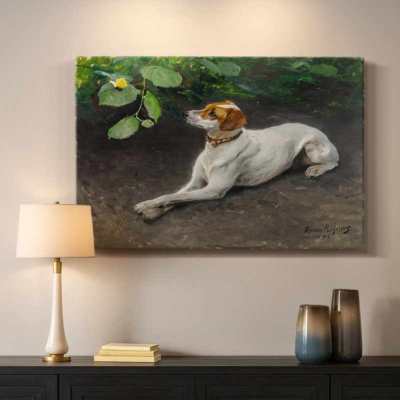 Fox-terrier avec un papillon-Bruno Liljefors-Toile tendue avec châssis-1891, 24 x 36
