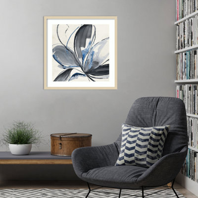 «Grey Glory II Blue» par Asia Jensen, impression sur bois encadrée