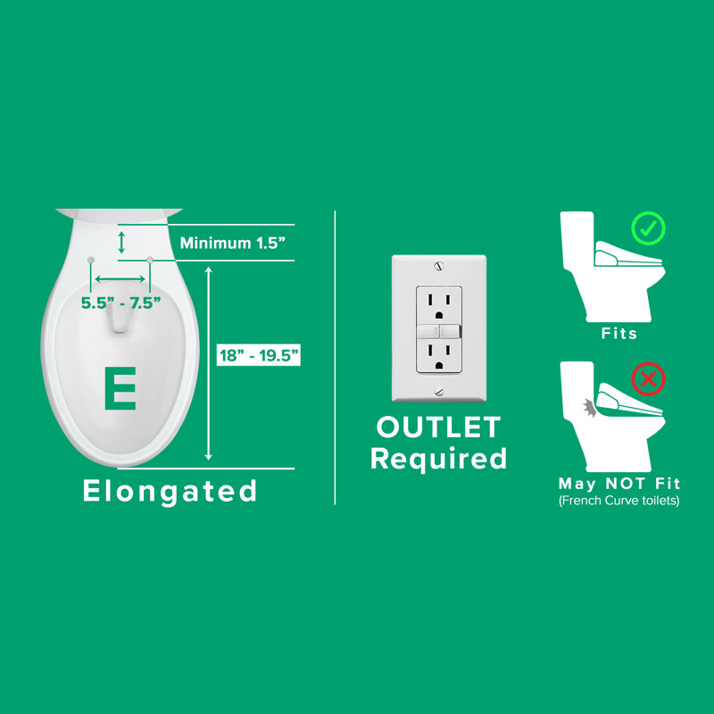 White Electric Bidet Toilet Seat with Heated Seating and Control Panel