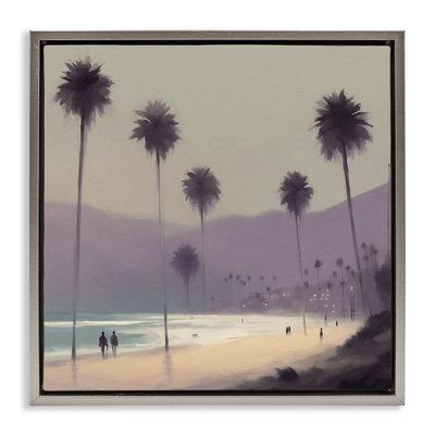 Looming Palms Beach Brown Framed Floater Canvas Wall Art by Noah Bay