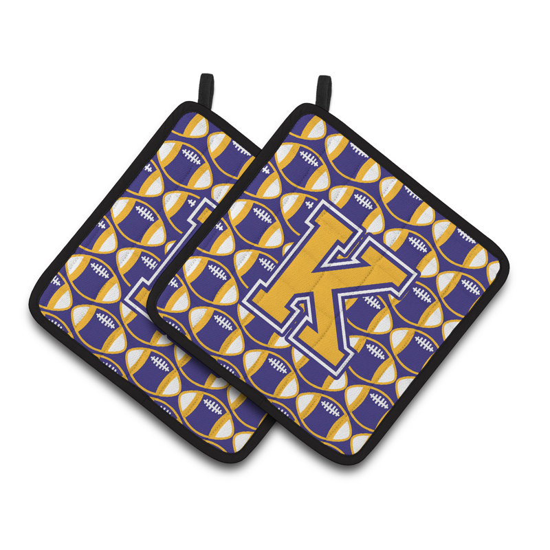 Caroline's Treasures Football Polyester Potholder, K, Purple/Gold