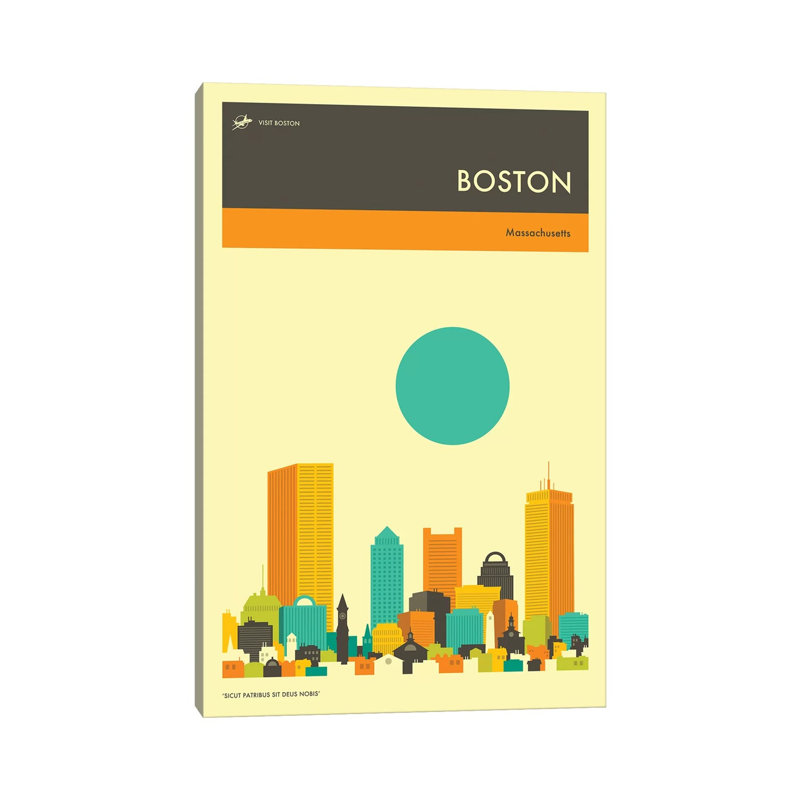 Boston Skyline II by Jazzberry Blue - Wrapped Canvas Print, 20.32 cm H x 30.48 cm W