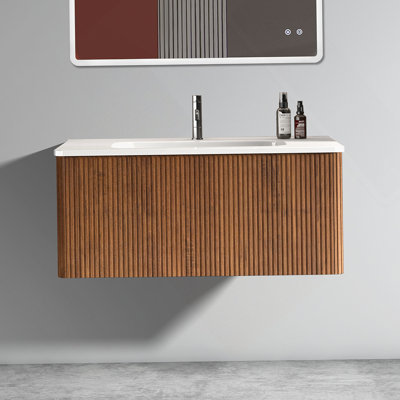 Meuble-lavabo flottant mural 36 po avec lavabo en céramique
