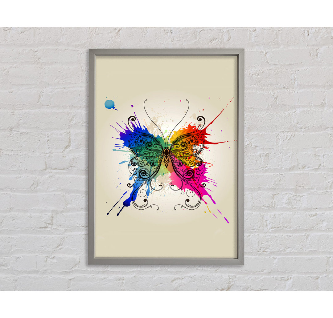 Rainbow Splash Schmetterling - Einzelner Bilderrahmen Kunstdrucke auf Leinwand