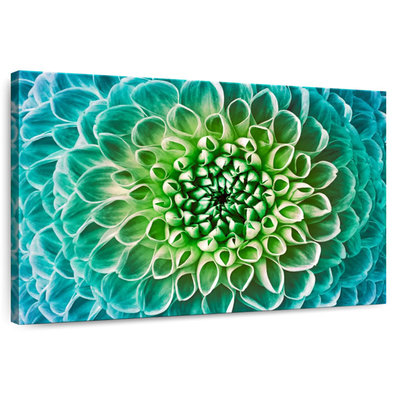 Fleur de dahlia turquoise Harnek, H 20 po x l 30 po