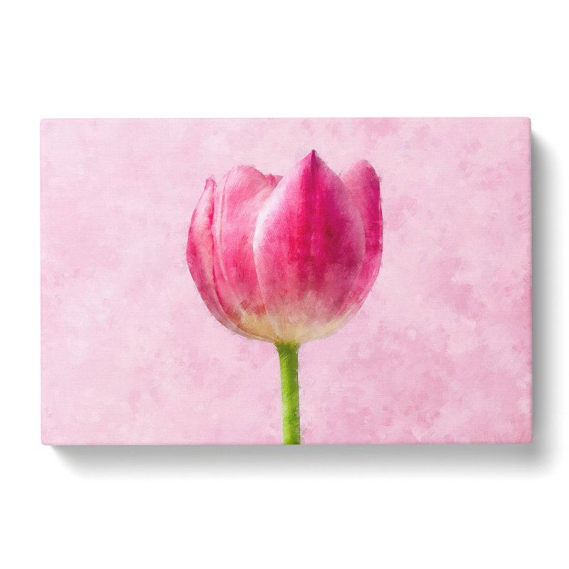 Perfectly Pink Tulip Flower - Wrapped Canvas Painting, 40cm H x 60cm W x 4cm D