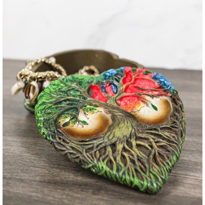 Sacred Tree Of Life Yggdrasil With Dendritic Roots Colorful Heart Trinket Box