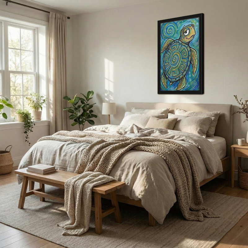 Animaux tortue avec coquille en spirale et fond tourbillonnant, H 18 po x l 12 po