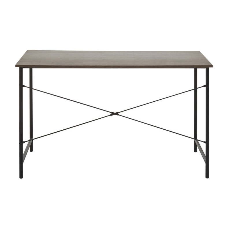Octa Metal Base Writing Desk, Dark Oak