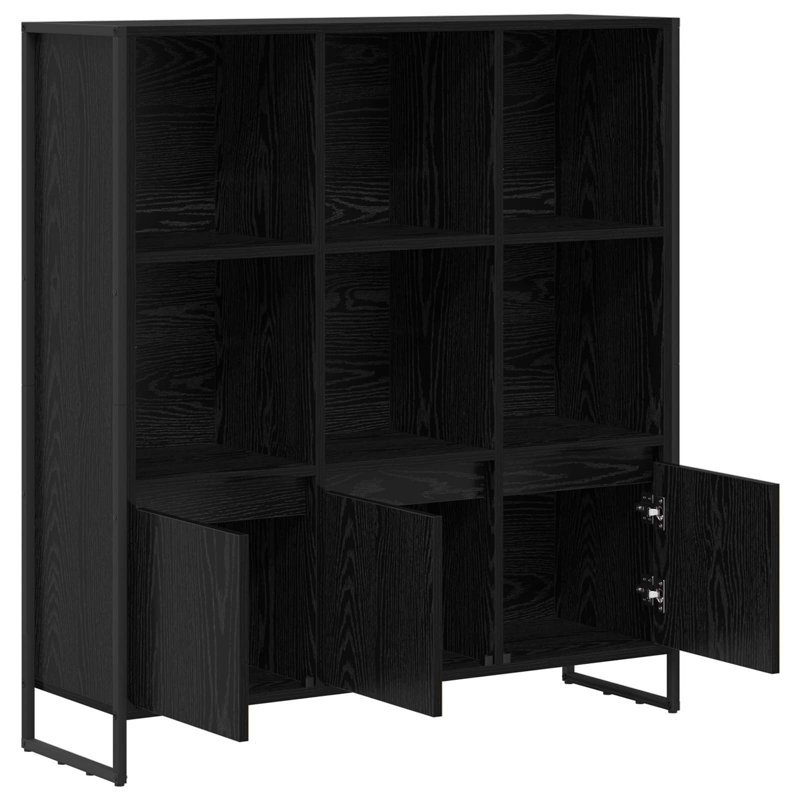 108cm H x 99.5cm W Steel Book Cabinet Bookcase, Black Oak