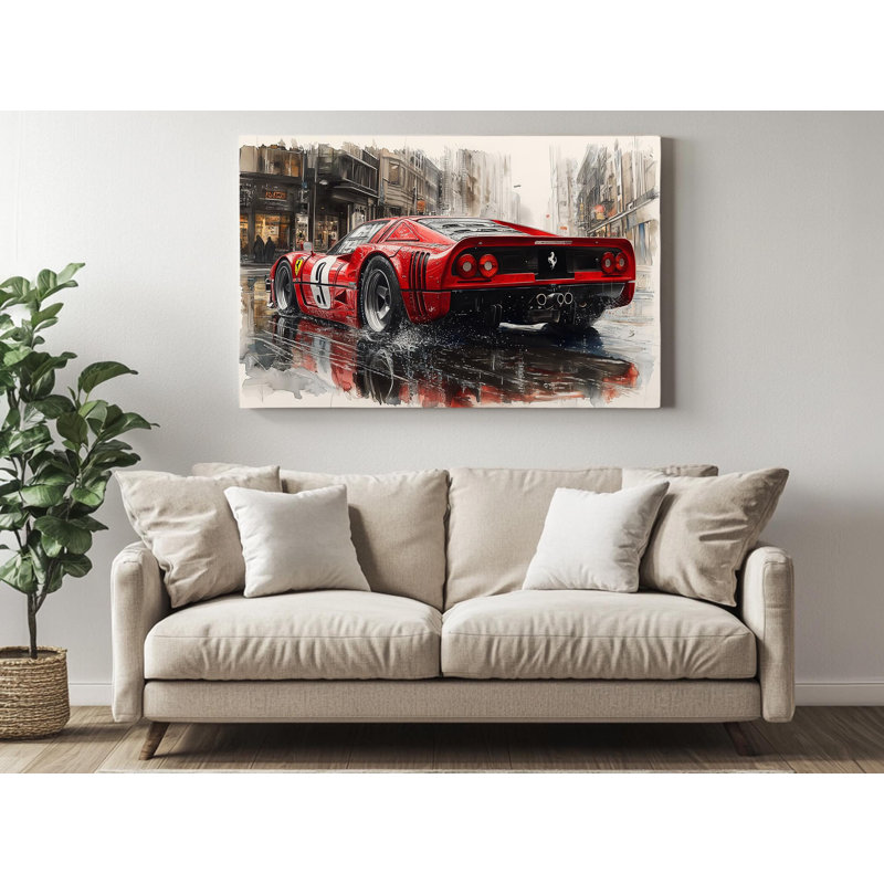 Reproduction d'art sur toile rouge 288 GTO rouge - voiture de course dynamique, H 12 po x l 18 po