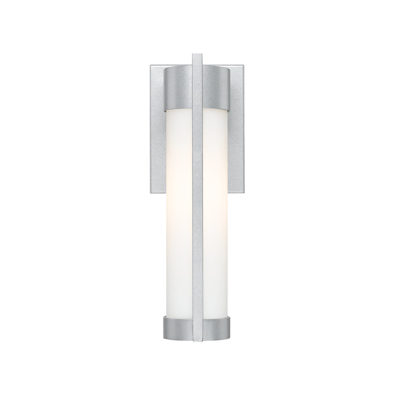 Applique murale d'extérieur 1 lumière en verre blanc côtier 13 po Stratford, Argent, 13.5, Blanc