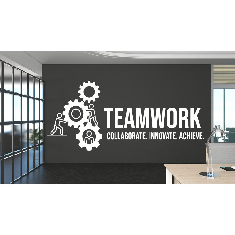 Idée de décalcomanie murale travail d'équipe travail d'équipe inspiré du travail d'équipe, H 75 po x l 34 po, Blanc