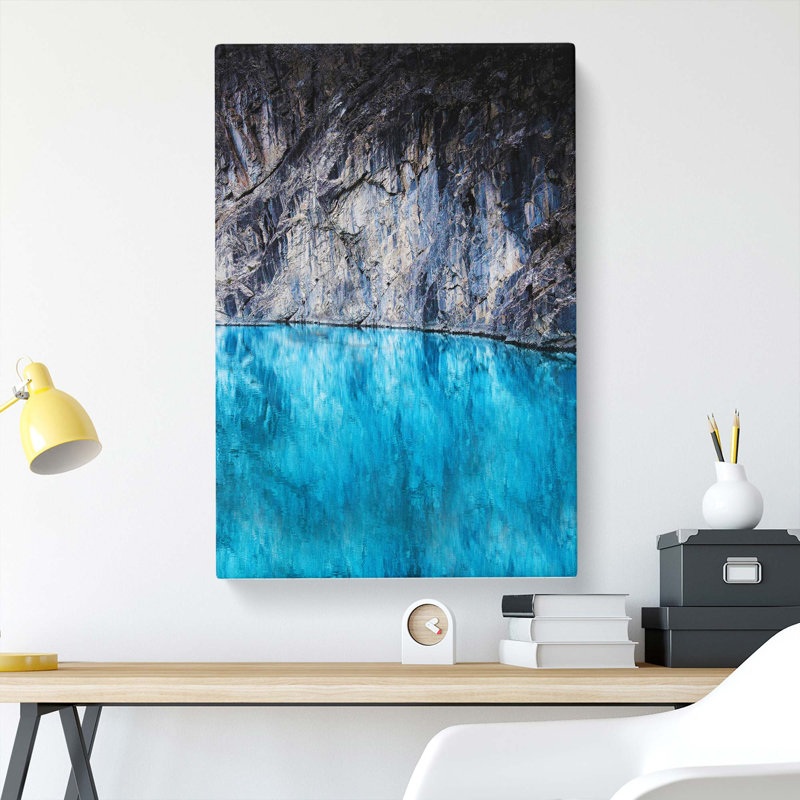 Water Meeting Rock - Wrapped Canvas, 60cm H x 40cm W x 3cm D