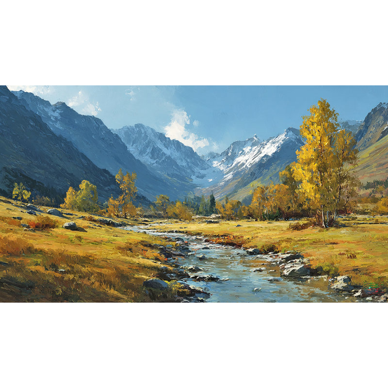 Golden Valley Stream - Art mural sur toile tendue, H 20 po x l 40 po