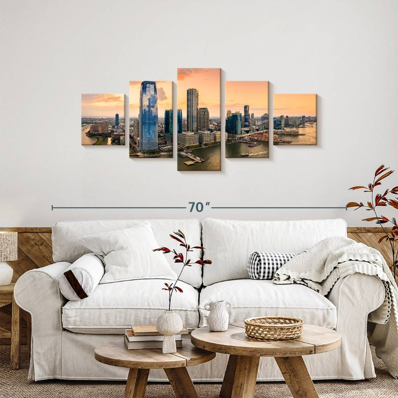 Vue panoramique de la ville de Sireci à Jersey City, H 24 po x l 55 po