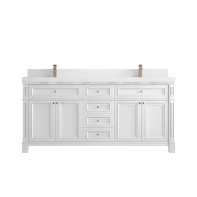 Paris 72 In. W X 22 In. D Double Sink Bathroom Vanity In White