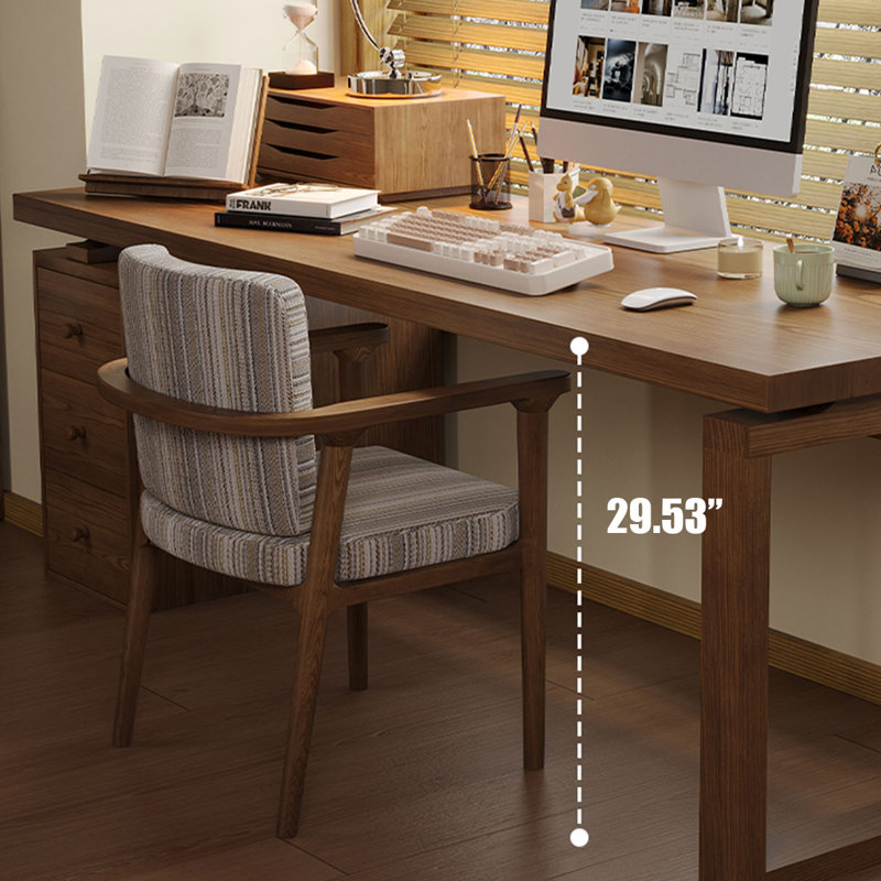 Dark walnut Rectangular Solid Wood desks, 29.53" H x 80.71" W x 23.62" D