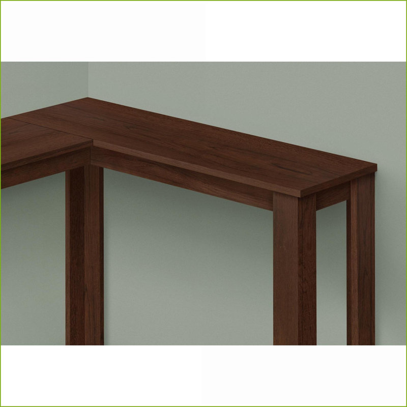 Table basse d'angle compacte en stratifié brun - Style contemporain pour vestibule et chambre à coucher, Bois brun