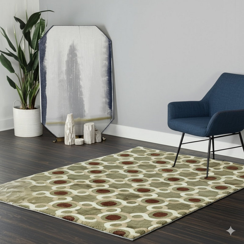 Tapis vert transitionnel en laine noué à la main Marimon