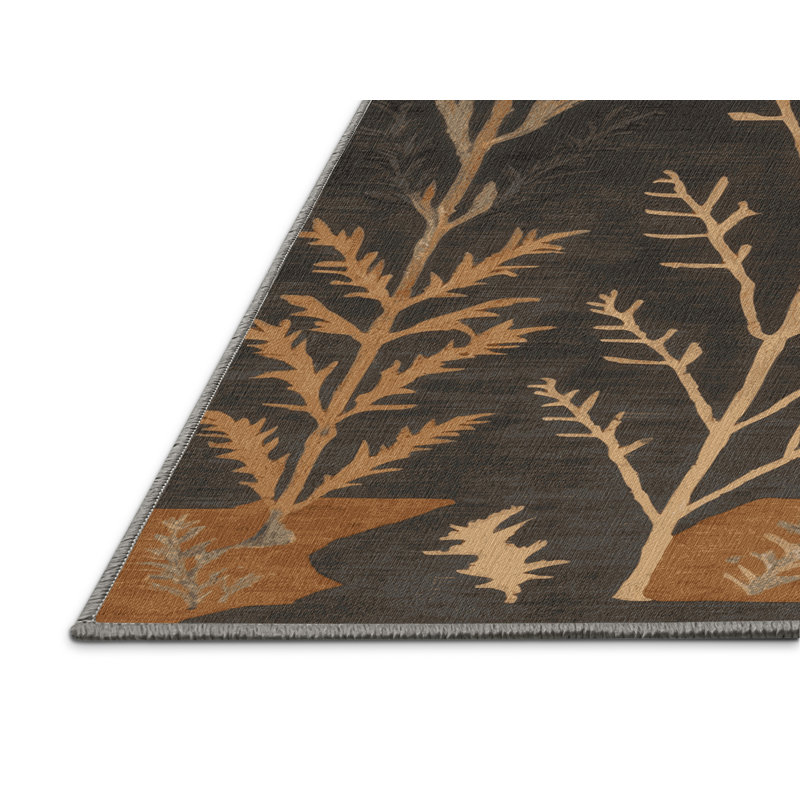 Machine Washable Nature Gray Area Rug, Round 8'