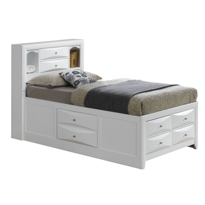 Champetre Bookcase Storage Bed, White, Twin