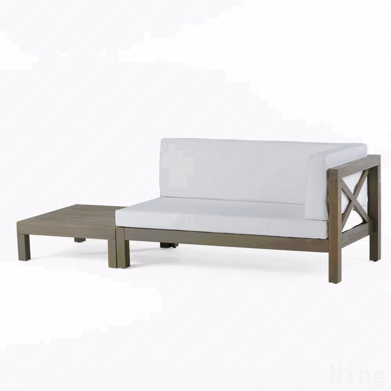 X-Back Corner Bench-R With Coffee Table , White, White