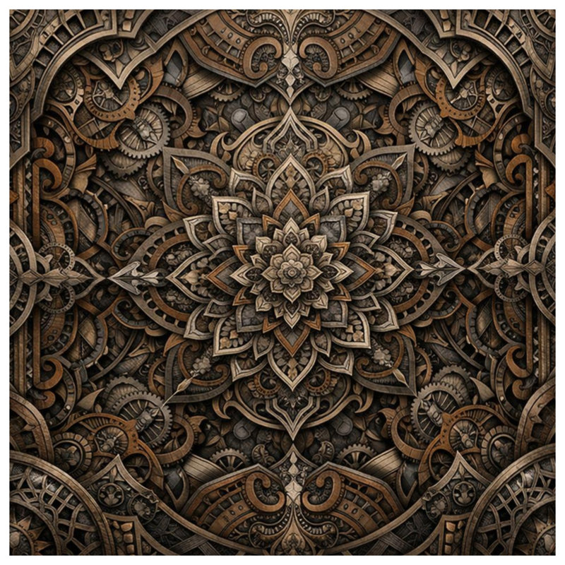 Rideaux de fenêtre Mandala complexes, voilages et rideaux occultant Steampunk - 1 panneau, 50 po x 92 po - 1 panneau