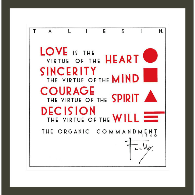 «The Organic Commandment» par Frank Lloyd Wright - Impression giclée encadrée, H 23,83 po x l 23,5 po