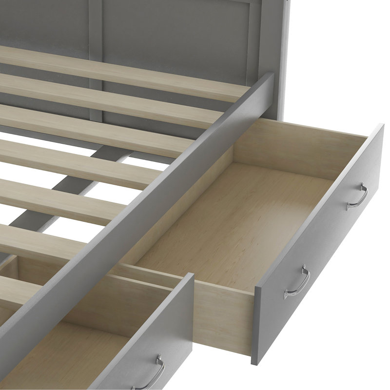 Twin Size Daybed With 2 Large Drawers, X-Shaped Frame, Modern And Rustic Casual Style Daybed, Gray