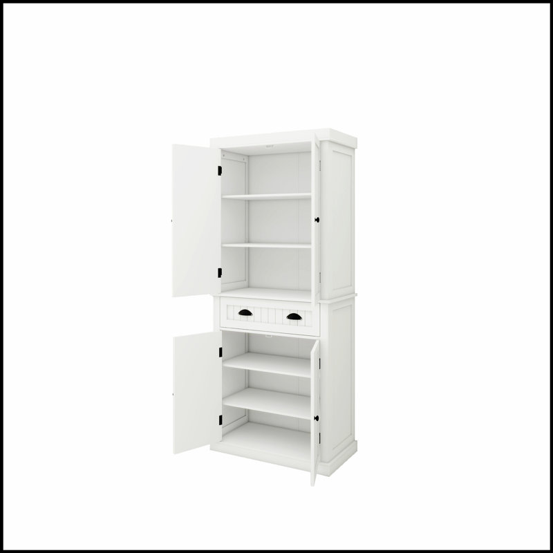 Garde-manger autoportant de 71 pouces avec 4 portes, un tiroir et 2 tablettes réglables pour un grand rangement
