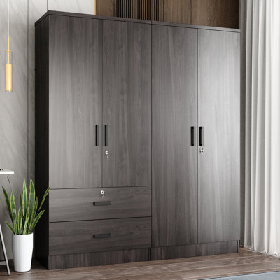 Double Wardrobe With 4 Slim Door And 2 Drawers!