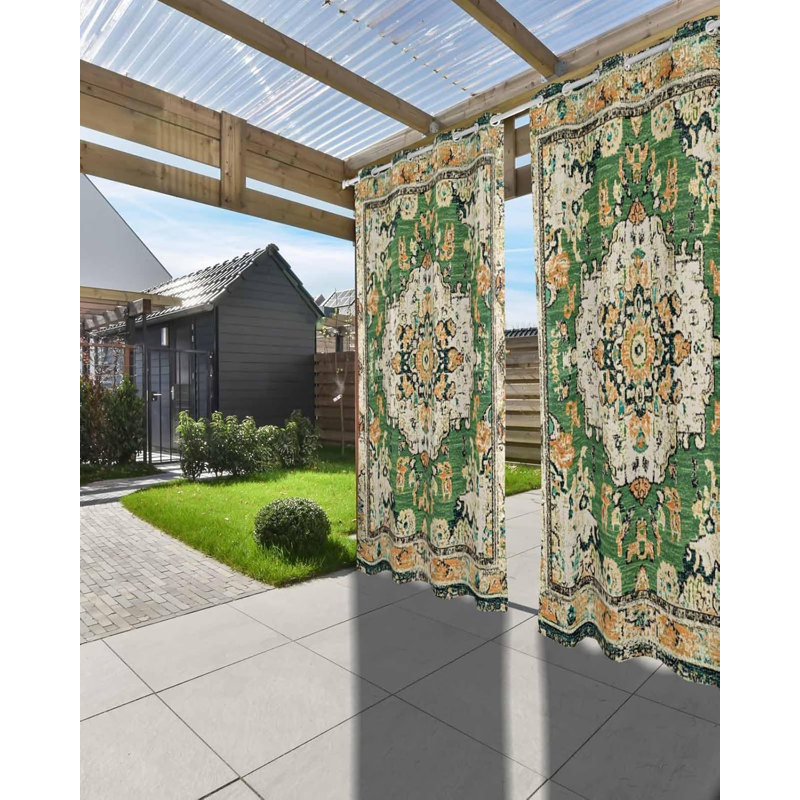 Rideaux extérieurs ombrés vert Boho