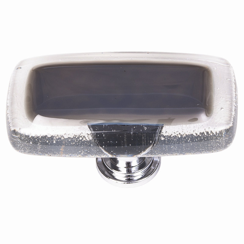 Reflective Rectangular Knob, Polished Chrome, Slate Grey