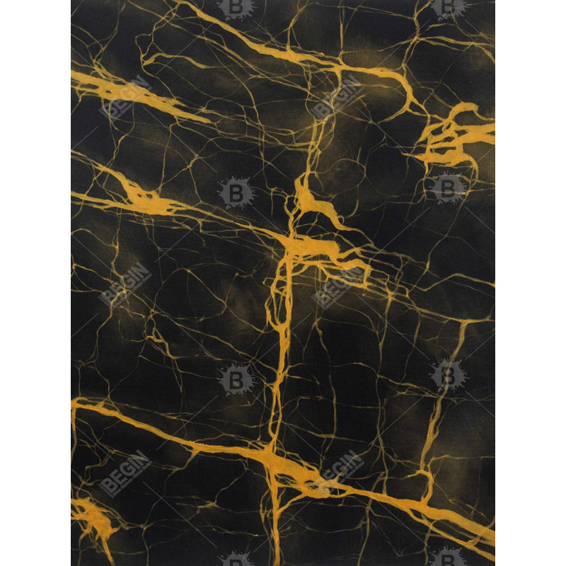 Polyester Sateen Duvet Cover, Twin Duvet, Blue Black And Gold Marble Texture