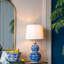 D13x25.7" Blue And White Round Two-Tiered Ceramic Vase Lamp