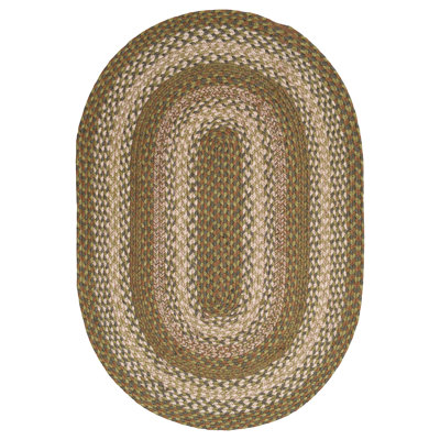 Bryiana Farmhouse Braided Jute Green Area Rug