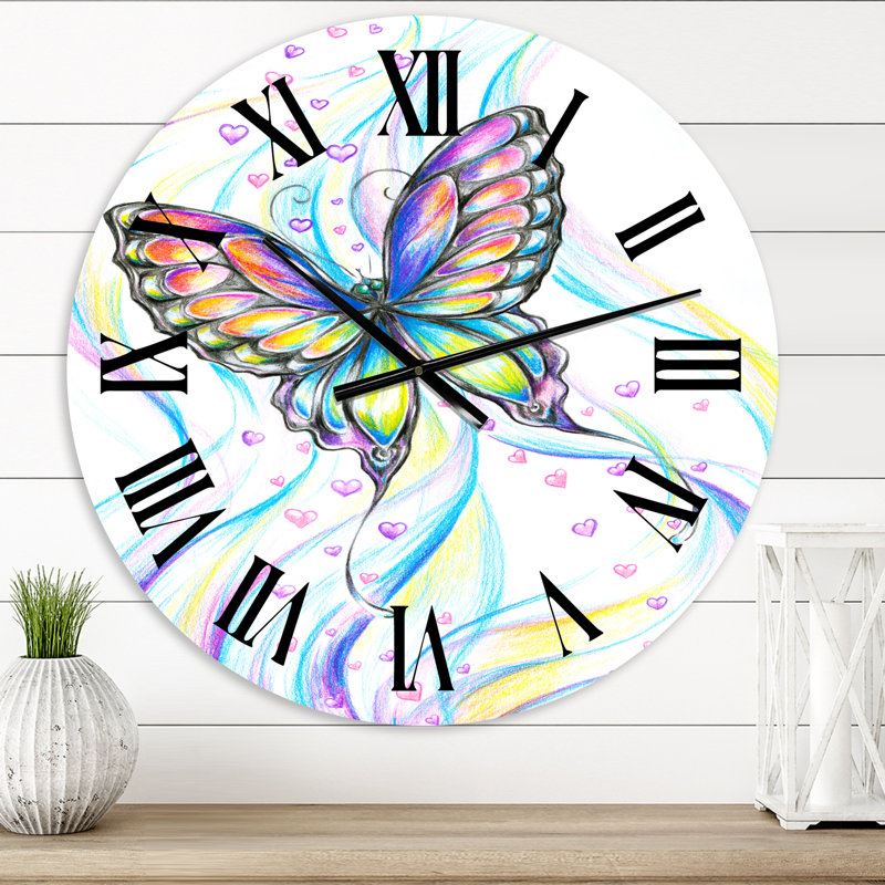 Iridiscent Butterfly - Horloge murale traditionnelle, Très petit