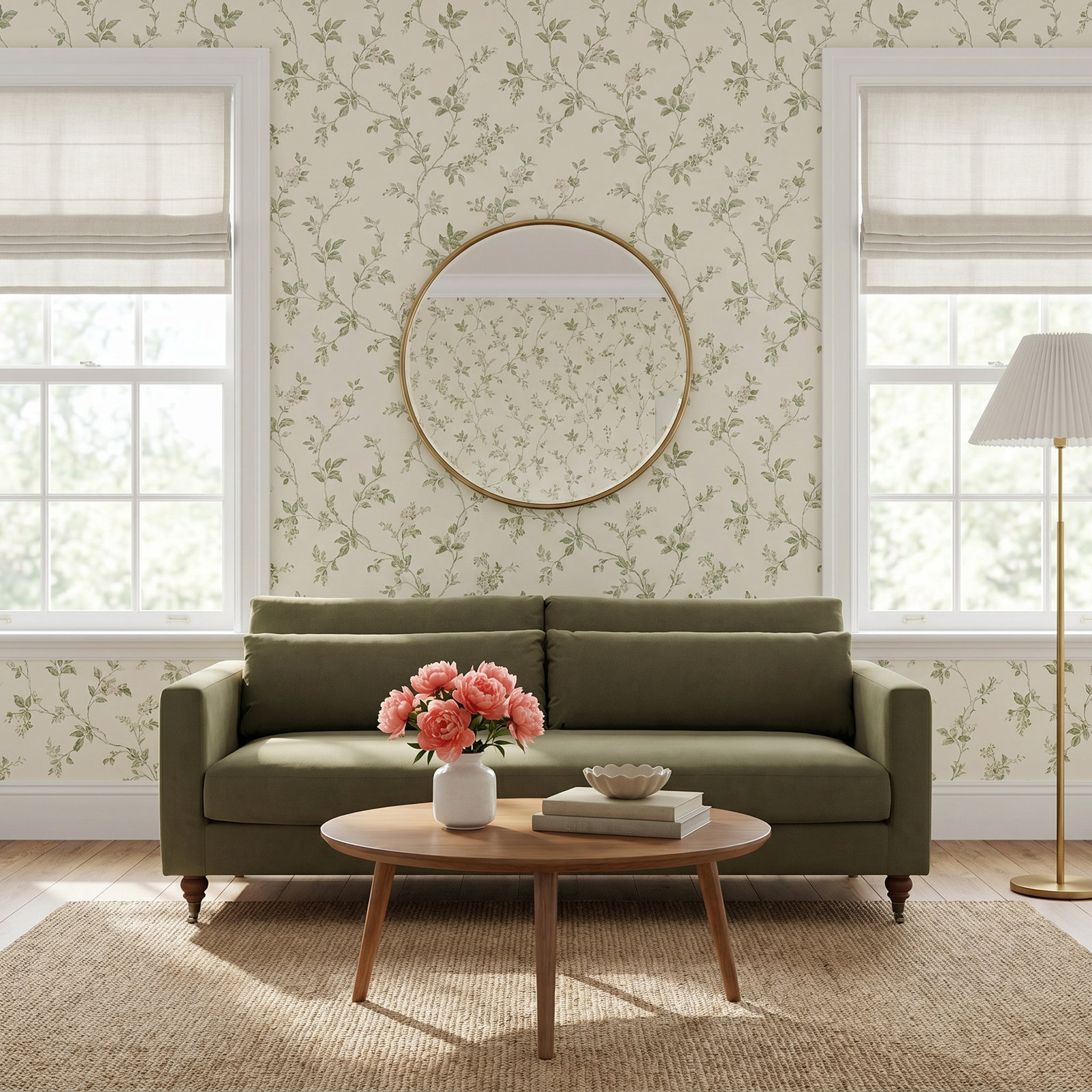 Lena 85" Velvet Sofa, Olive Green