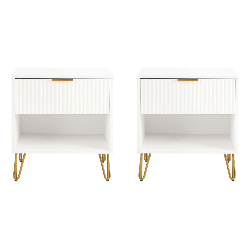 Gafita 20.07'' W Nightstand, White, Set of 2